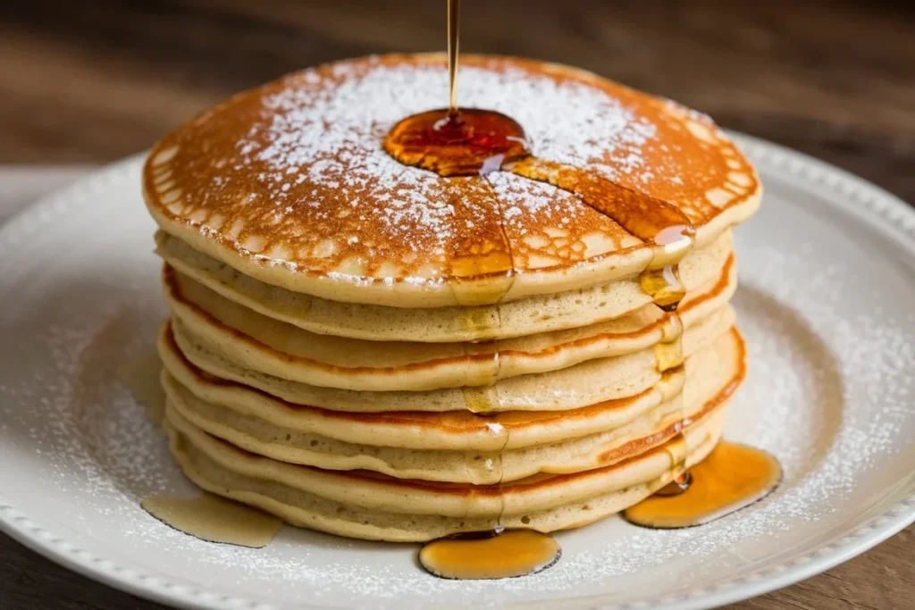 Flour and pancake mix containers with baking ingredients on a kitchen counter.