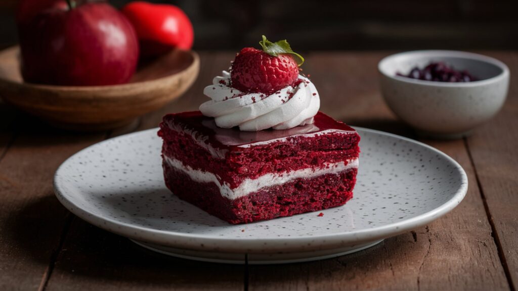 Close-up of rich, fudgy Red Velvet Brownies cut into squares