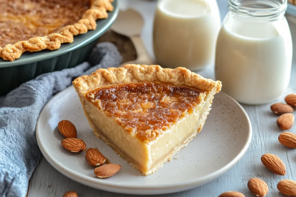 Pie slice with soy, almond, and coconut milk alternatives.