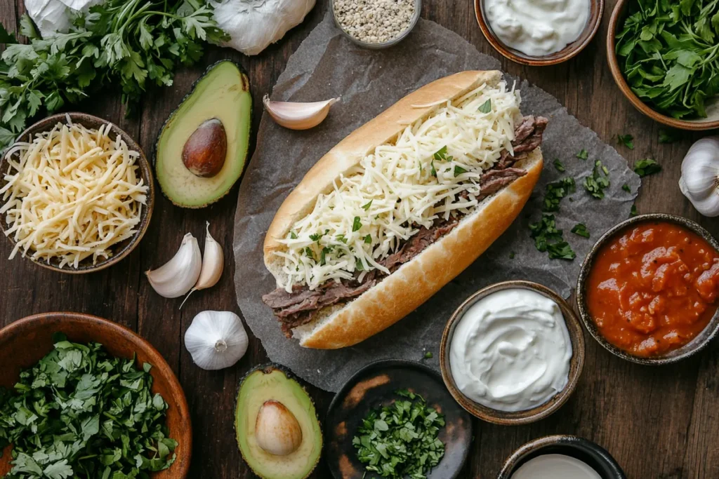 DIY ingredients for Philly cheesesteak dips